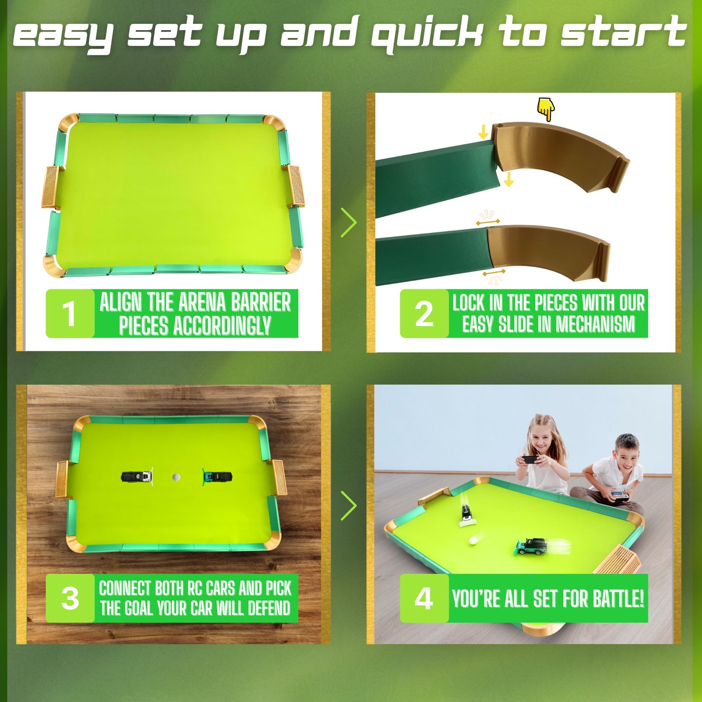 KickDrift RC Soccer Arena Set – RC Car Soccer Game (2 Mystery Cars Included)