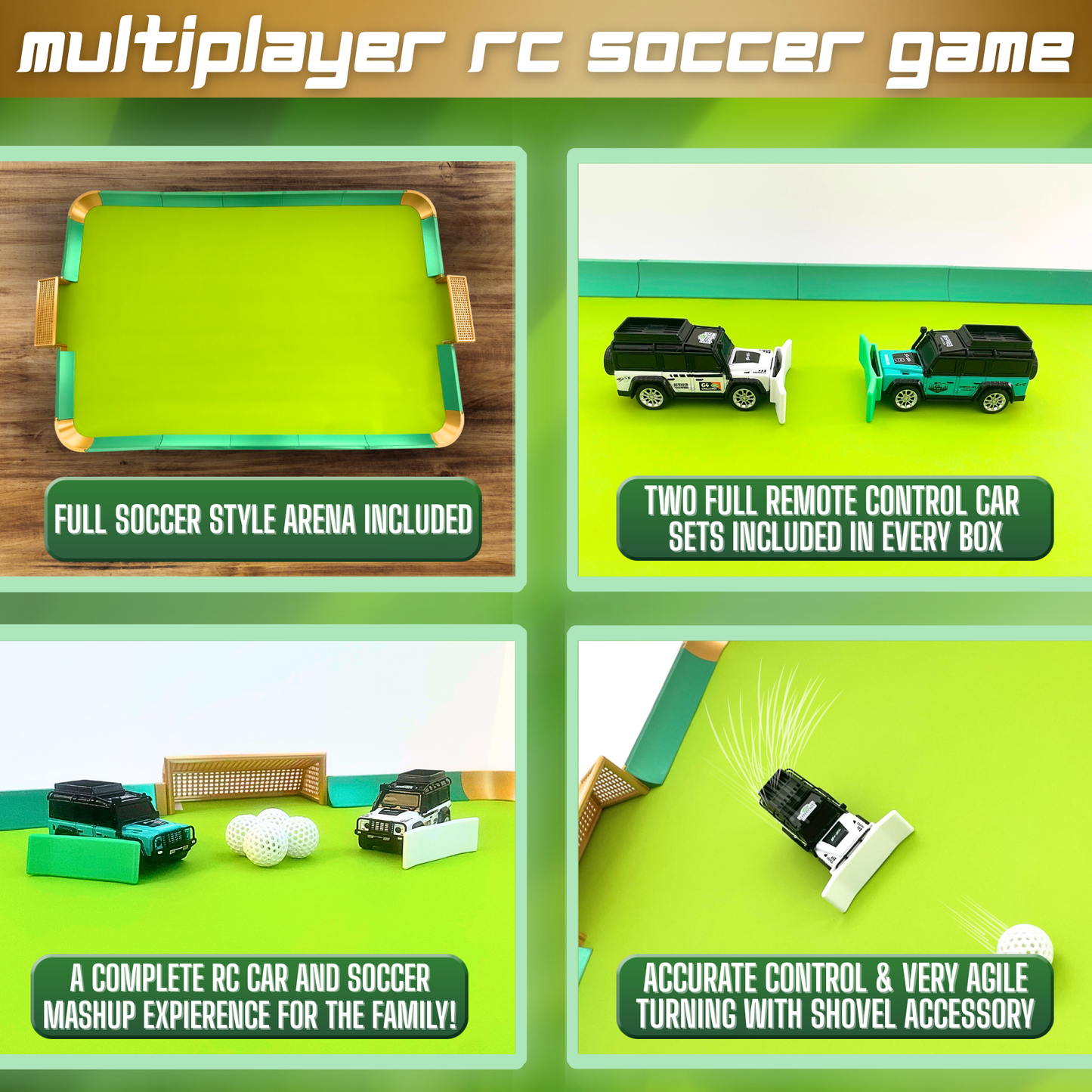 KickDrift RC Soccer Arena Set – RC Car Soccer Game (2 Mystery Cars Included)