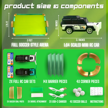 KickDrift RC Soccer Arena Set – RC Car Soccer Game (2 Mystery Cars Included)